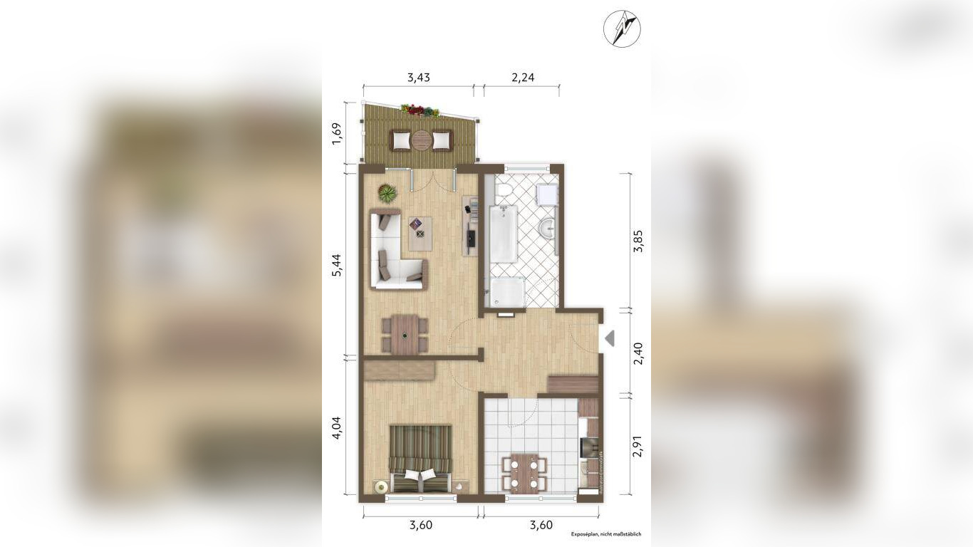 2-Raumwohnung ohne Durchgangszimmer, mit Dusche, Badewanne und Balkon im WK III, 2977 Hoyerswerda