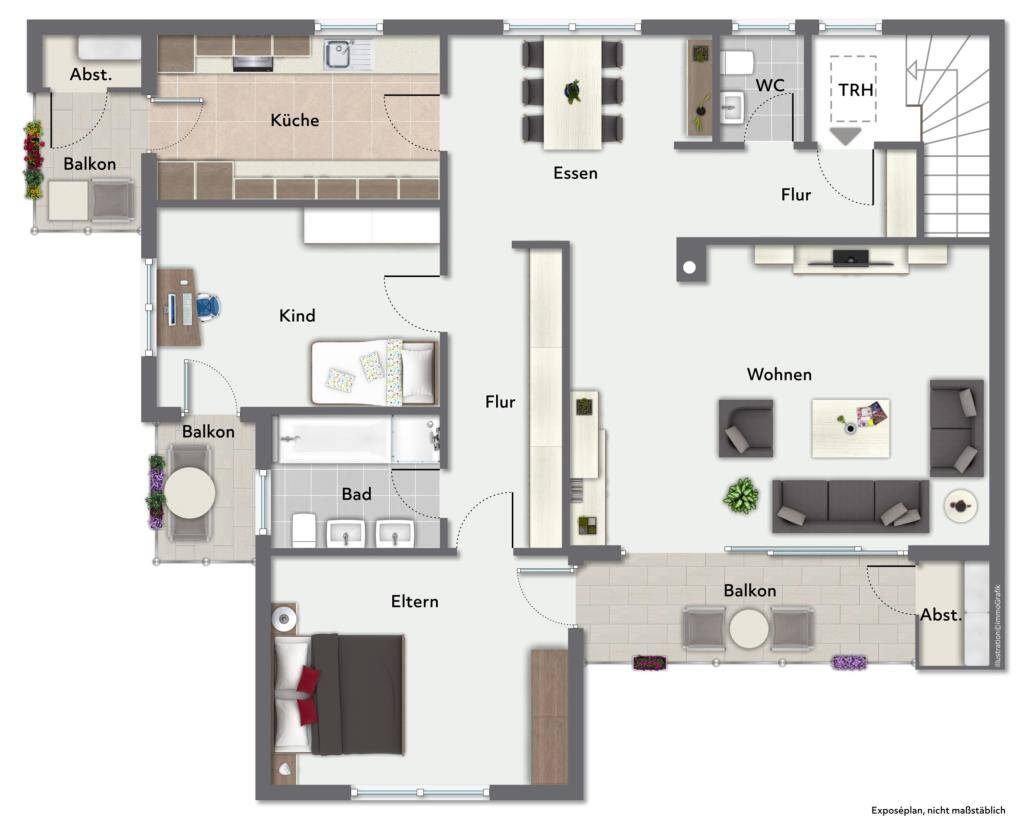 Sofort beziehbar! Attraktive 3,5 Zimmer-Wohnung mit 3. sonnigen Balkone!, 71067 Sindelfingen
