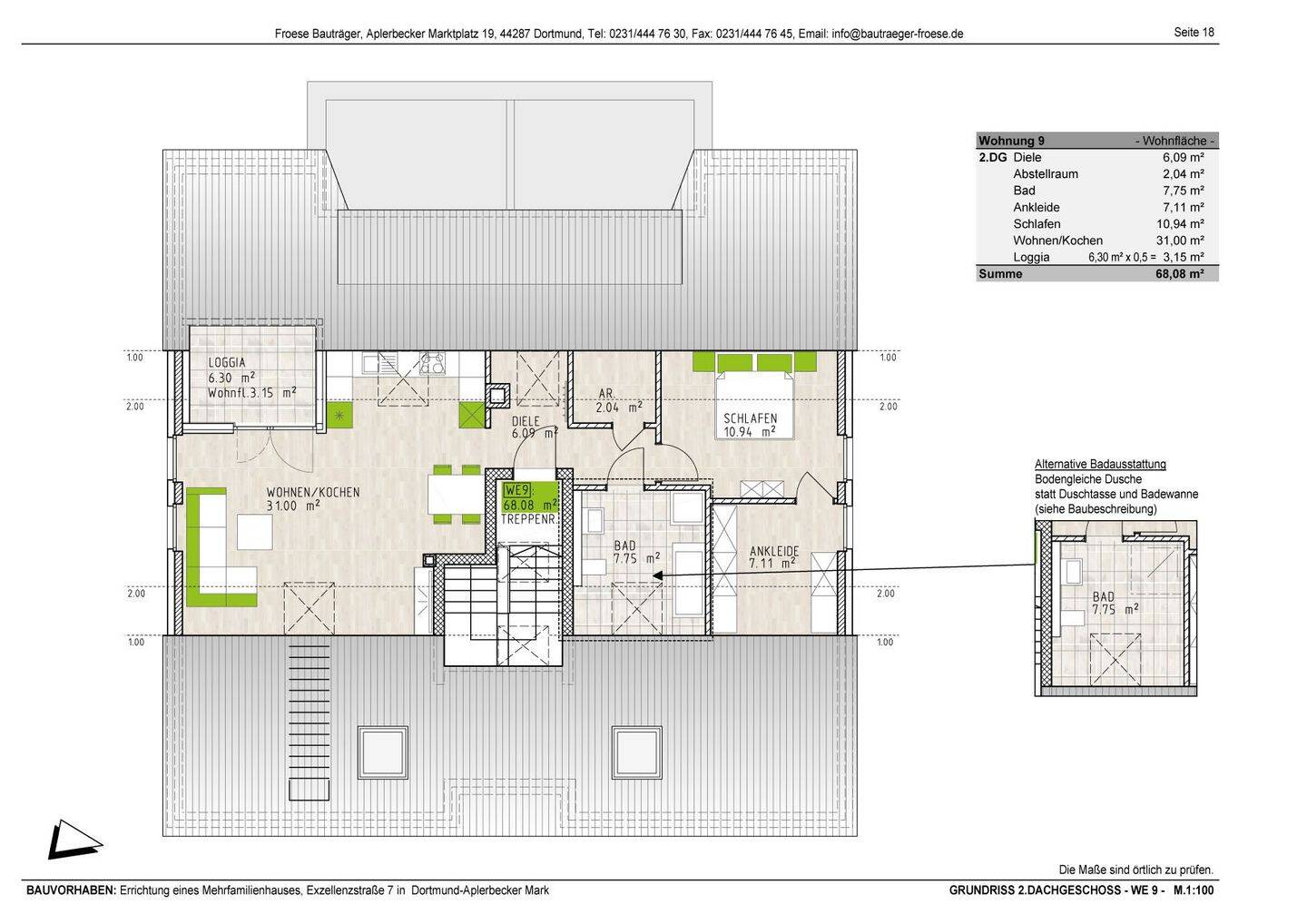 Hell und Modern = Neubau-Eigentumswohnung mit Südwest-Loggia – 44287 Dortmund – Vorschaubild 3