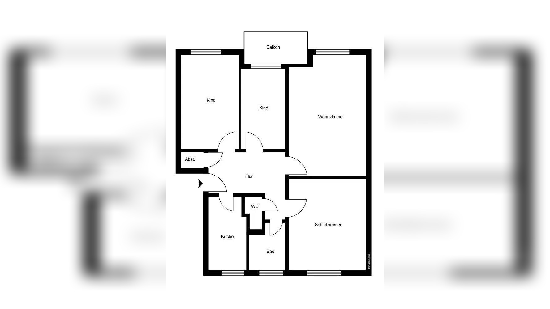 HH-SASEL: 4 Zi. EG-Eigentumswohnung mit West-Balkon, nahe dem AEZ ruhig – hell – modernisiert – 22395 Hamburg – Vorschaubild 3