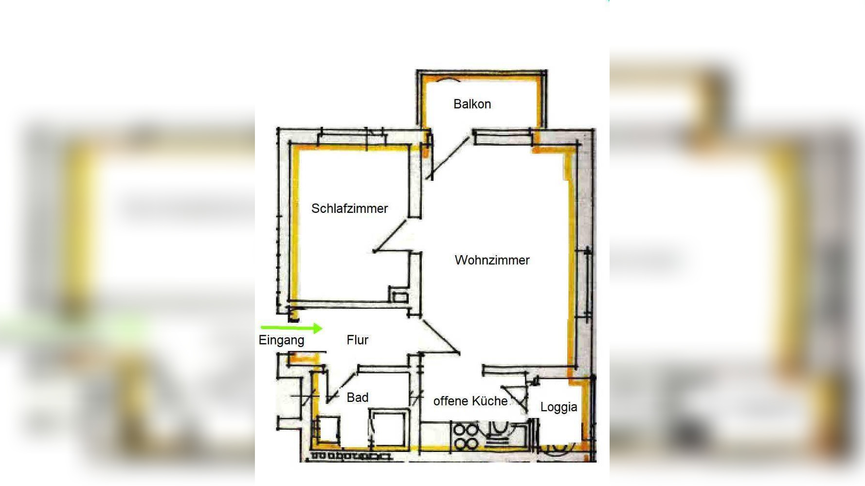 möblierte Wohnung 2 Zi., ruhig und hell, 2. OG, 2 x Blk., EBK, Gas Kamin mit Blick über Stuttgart – 70190 Stuttgart – Vorschaubild 3