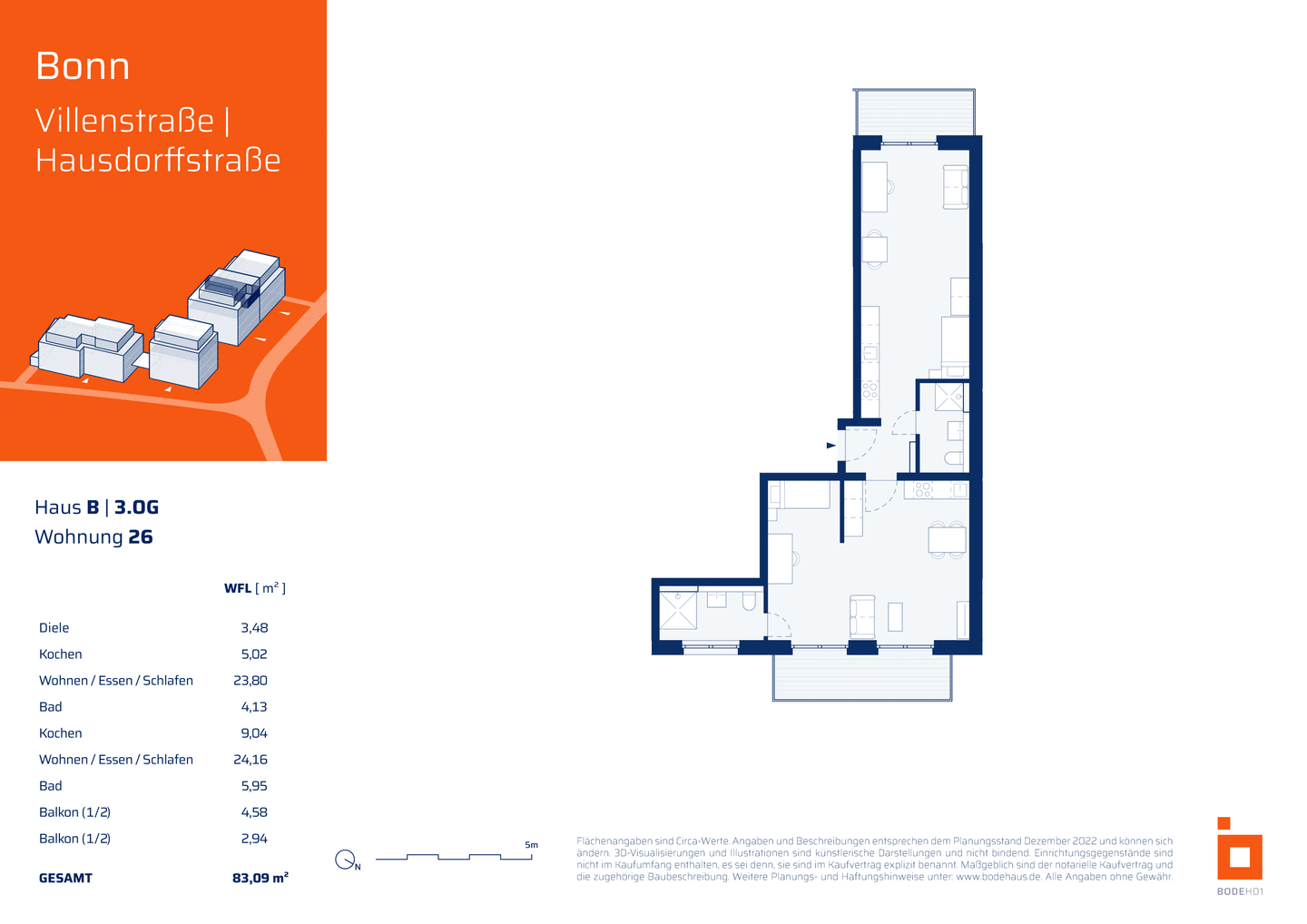 2-Zimmer-Apartment im 3.OG mit 2 Balkonen (B26) – 53129 Bonn – Vorschaubild 3
