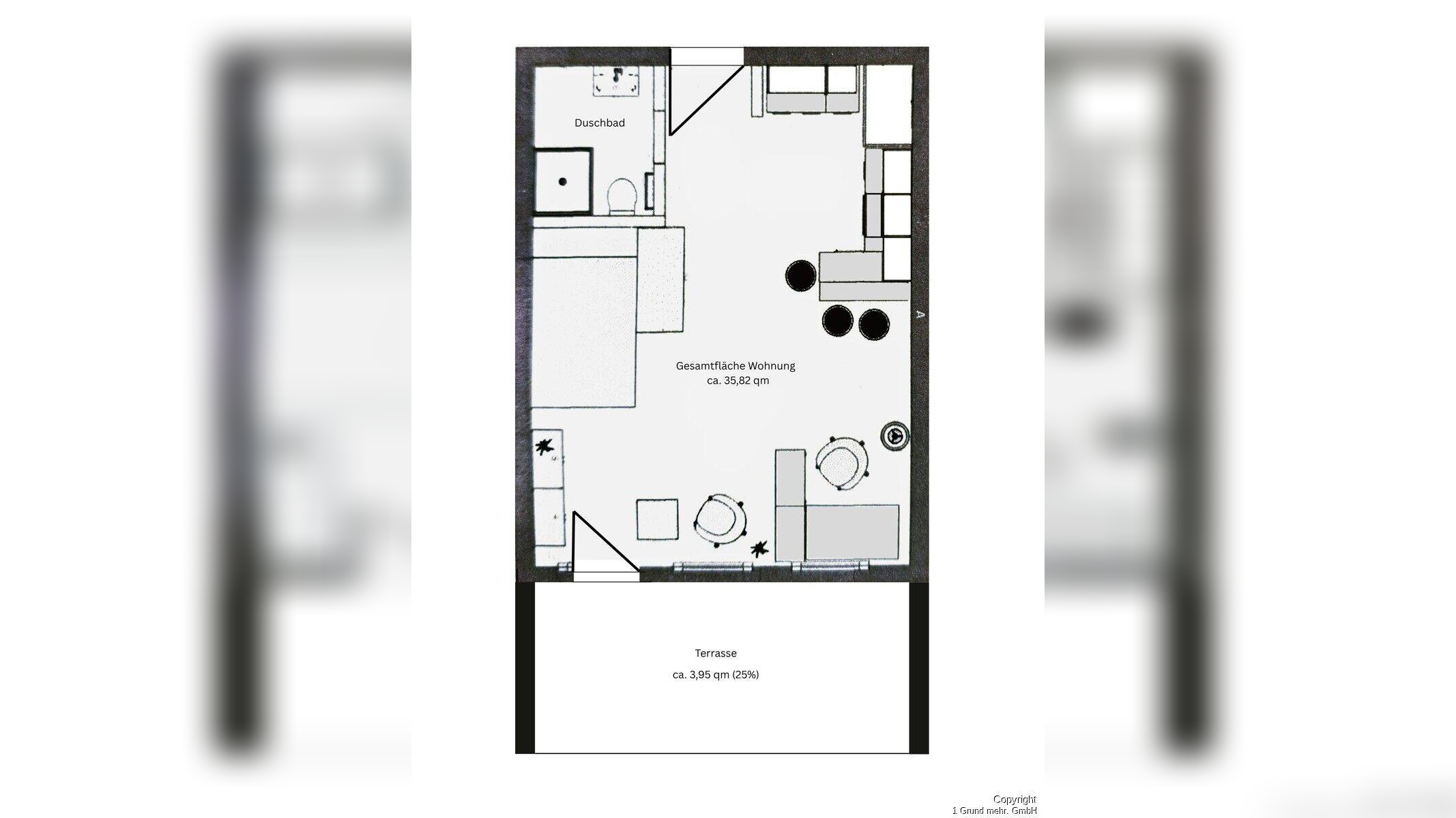 Bestlage Schwabing: Sanierte und grosszügige 1-Zimmer-Terrassenwohnung – 80803 München – Vorschaubild 3