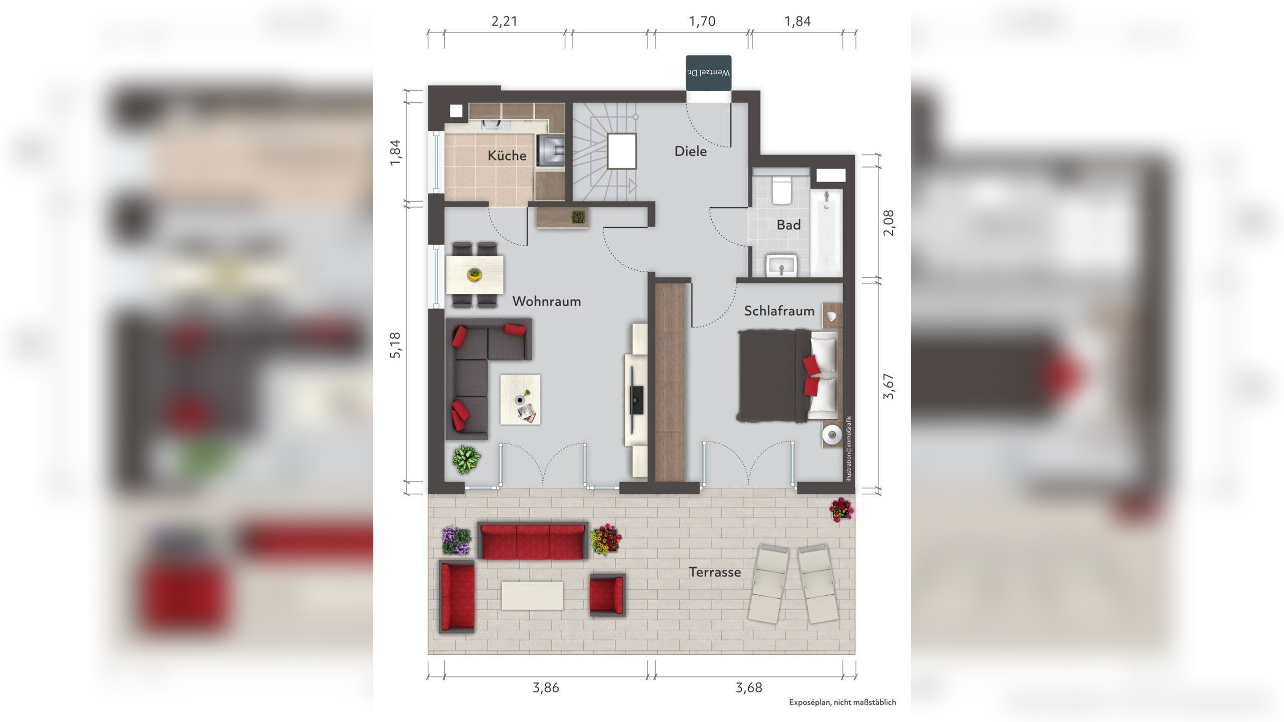 Attraktive 4-Raum-Wohnung auf zwei Wohnebenen mit Terrasse und Tiefgarage in Billstedt – Wentzel Dr. – 22117 Hamburg – Vorschaubild 3