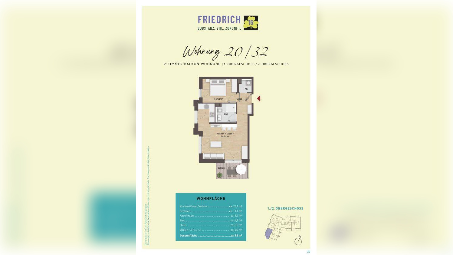 Friedrich16 – Whg20 – 2-Zimmer – 53qm – mit Balkon – 90766 Fürth – Vorschaubild 3