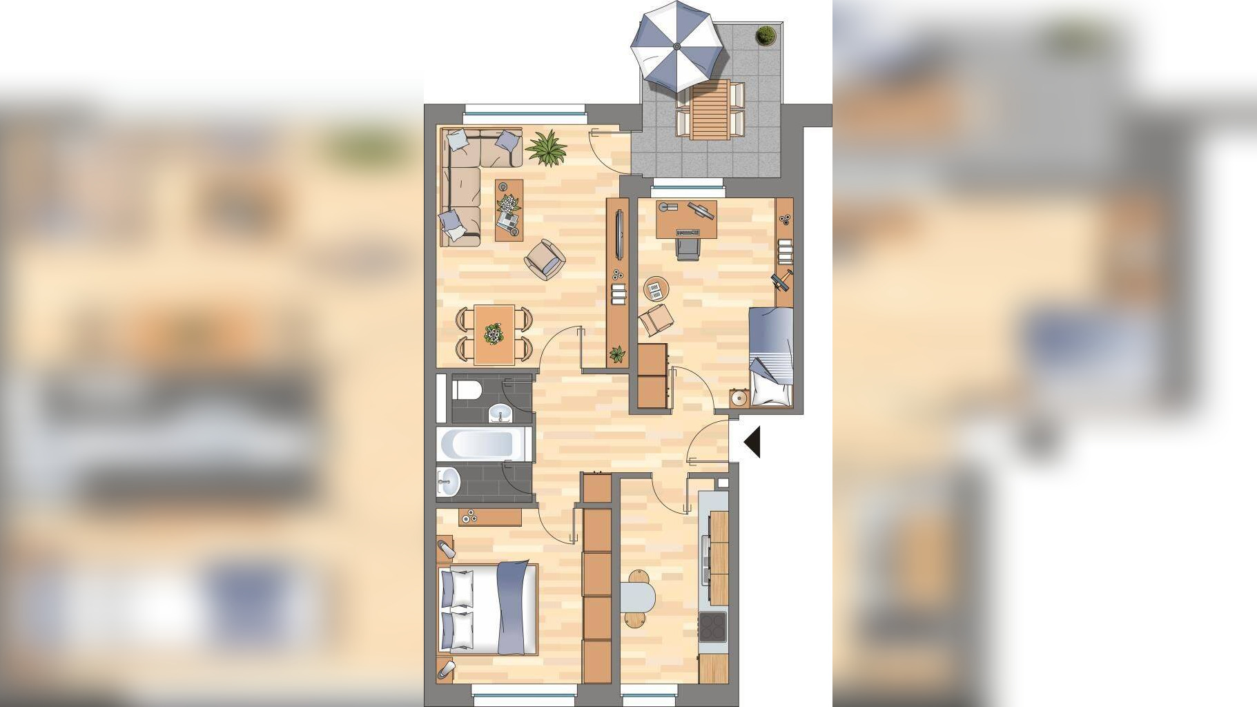 Demnächst frei! 3-Zimmer-Wohnung in Wolfsburg Vorsfelde mit Küchenübernahme möglich! – 38448 Wolfsburg – Vorschaubild 3