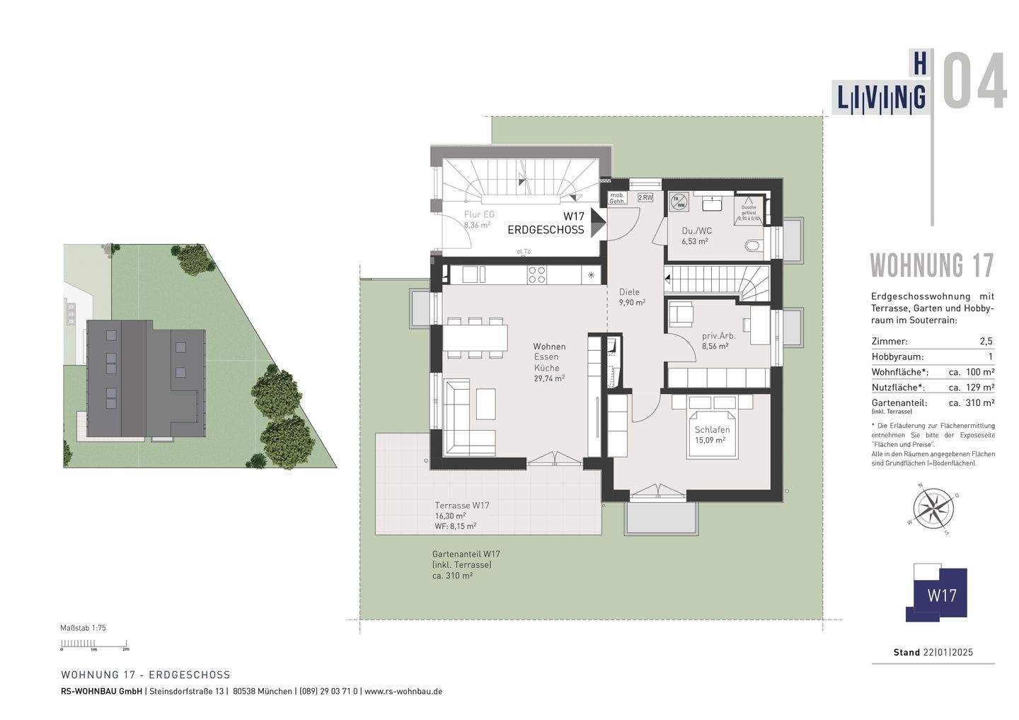 Großzügige NEUBAU-Gartenwohnung mit taghellem Raum im wohnlich ausgebauten Souterrain (inkl. 2. Bad) – 81825 München – Vorschaubild 3