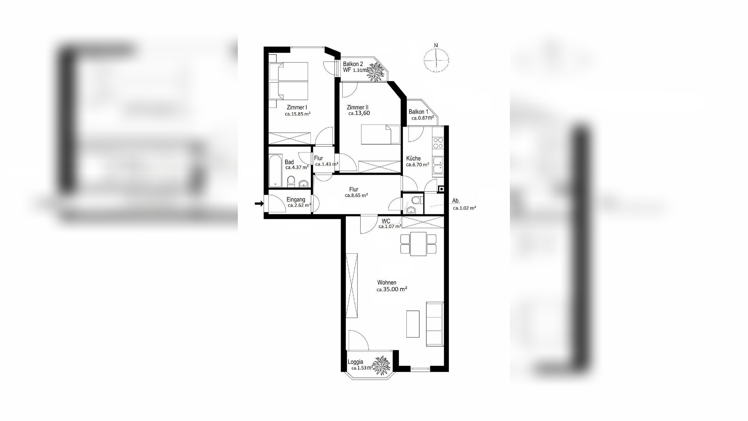 AIGNER – Seltene Gelegenheit: Großzügige 3-Zimmer-Wohnung mit drei Balkonen in Top-Lage – 80796 München – Vorschaubild 3