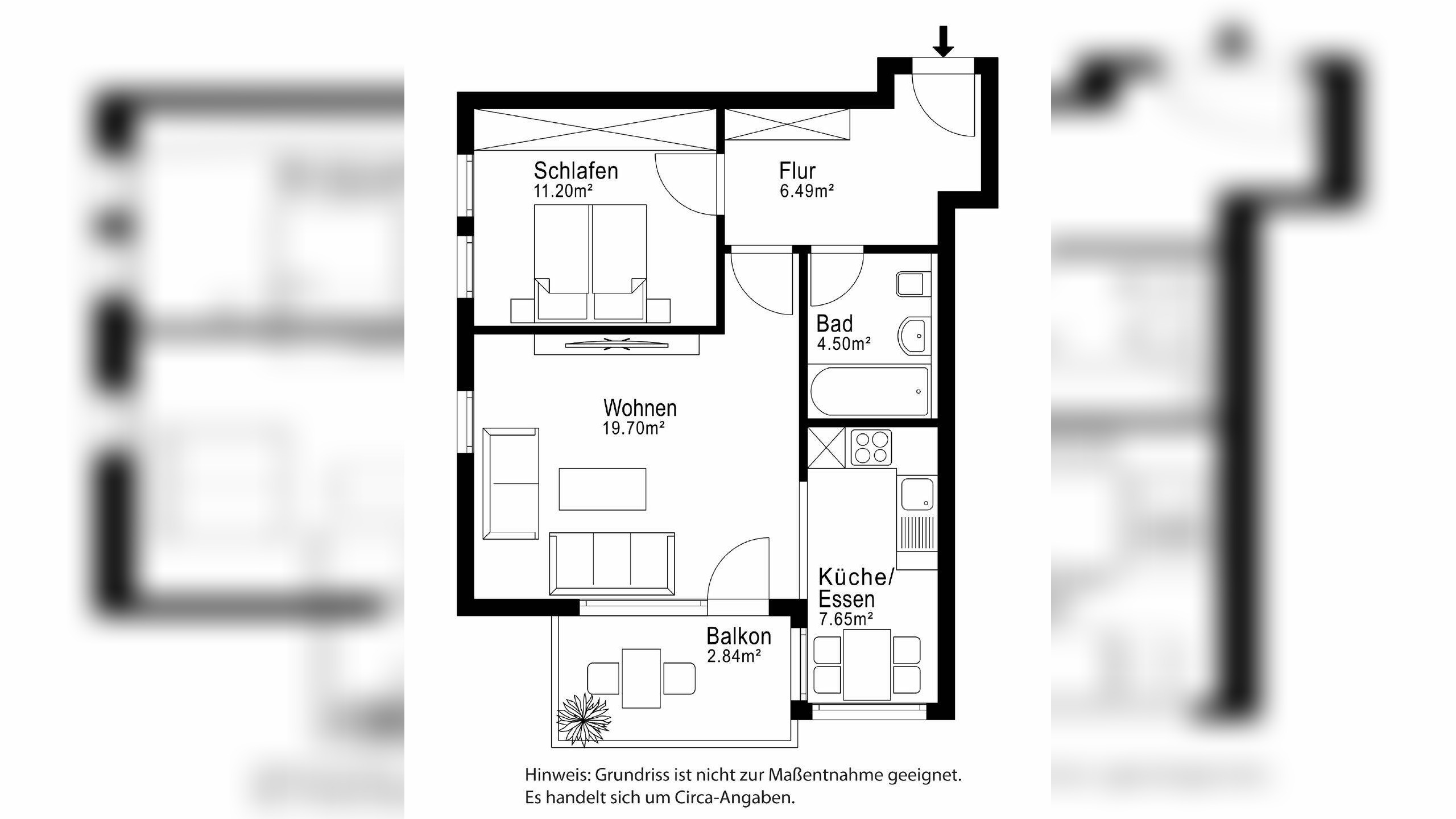 AIGNER – Helle 2-Zimmer-Wohnung mit Südbalkon in gepflegtem Zustand – 80999 München – Vorschaubild 4