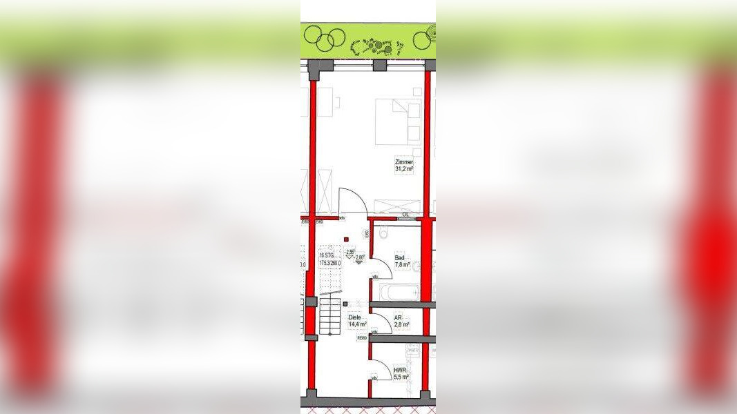 Maisonettewohnung direkt an den Pegnitzwiesen – 3 Zimmer – 2 hochwertige Bäder -Einbauküche – 90762 Fürth – Vorschaubild 3