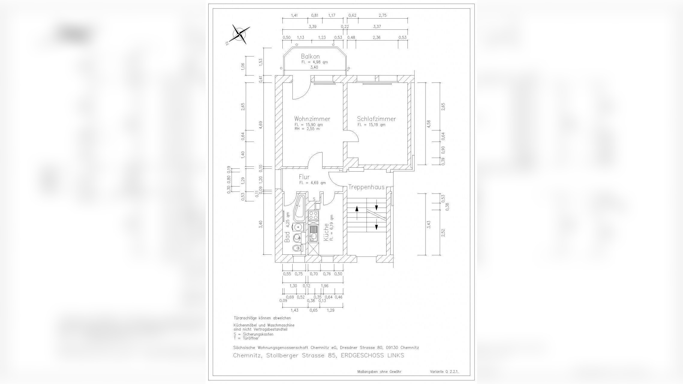 2-Raum-Wohnung im Erdgeschoss mit Balkon auf dem Kapellenberg – Chemnitz – Vorschaubild 3