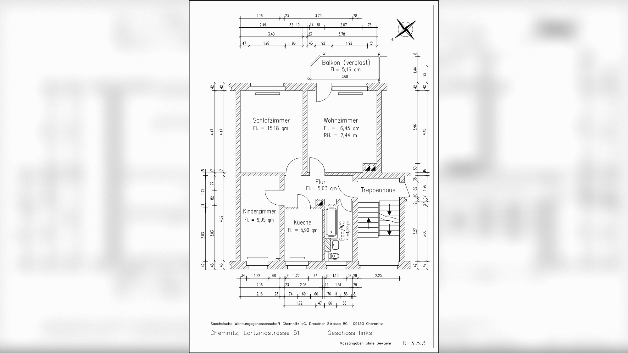 3-Raum-Wohnung mit Balkon auf dem Kapellenberg – Chemnitz – Vorschaubild 3