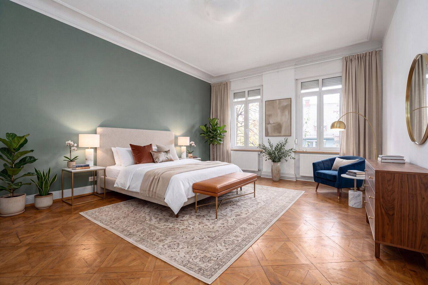 6 Zimmer in Freiburg-Wiehre: 172 m² Jugendstil-Altbau, ganze Etage mit 2 überdachten Balkonen – 79100 Freiburg im Breisgau – Vorschaubild 4