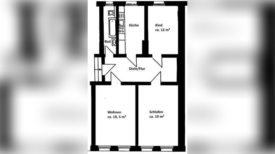 Friedrichstadt – gut geschnittene 3-Zimmer-Wohnung in Innenstadtnähe – 1067 Dresden – Vorschaubild 3