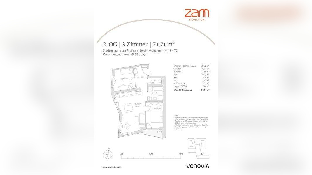Wohnen und Arbeiten vereint: 3-Zimmer-Wohnung in Top-Lage – München – Vorschaubild 3