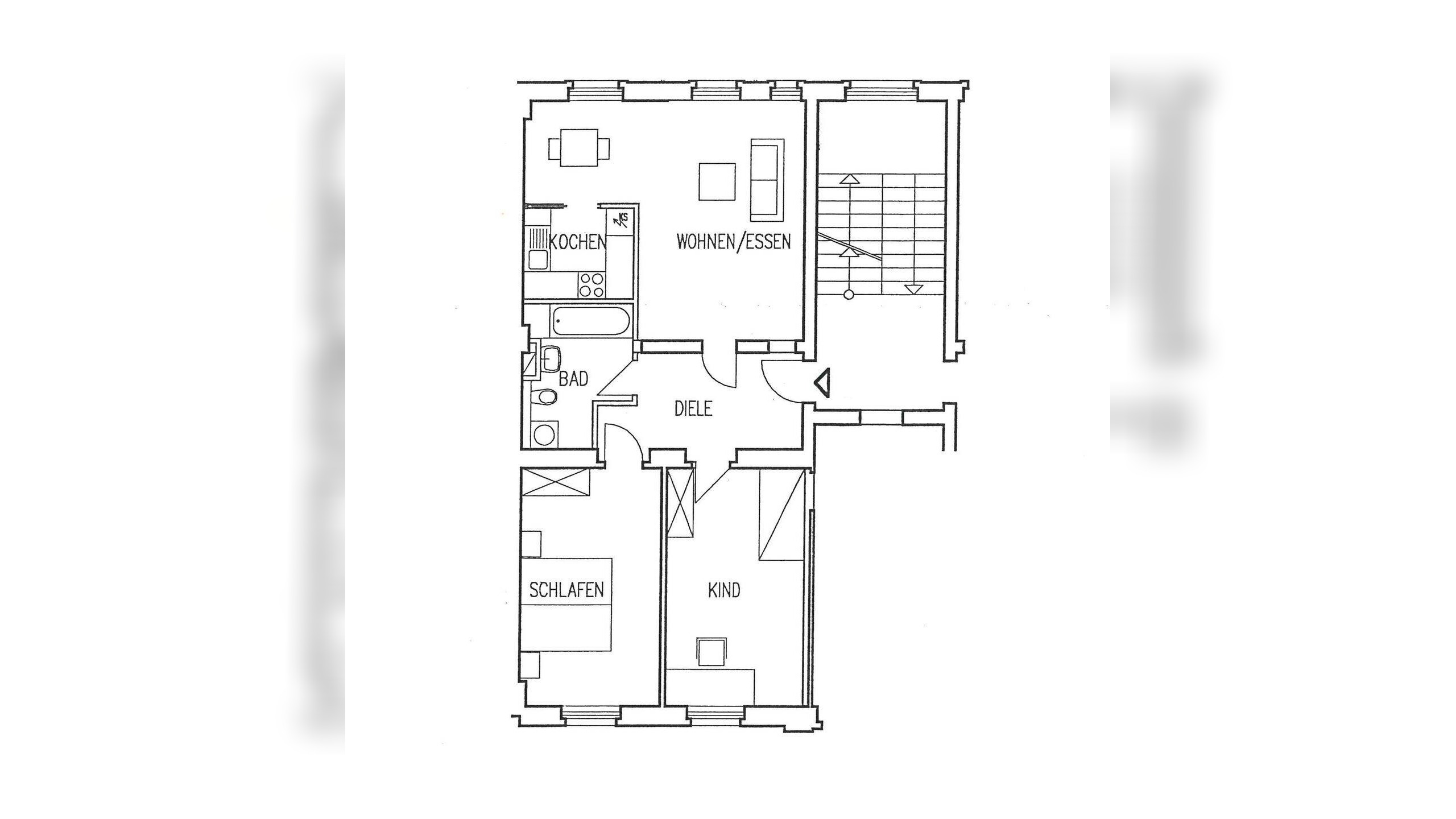 Gepflegte 3-Raumwohnung im 3. OG | Bad mit Badewanne & WMA | offene Küche – 1127 Dresden – Vorschaubild 4