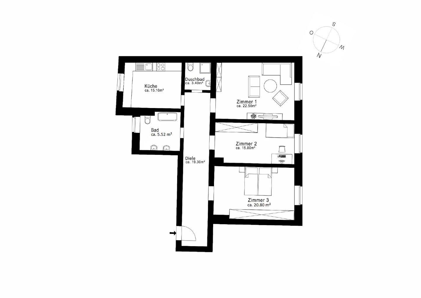 AIGNER – Stilvoller Altbaucharme in großzügiger 3-Zimmer-Wohnung – 81543 München – Vorschaubild 4