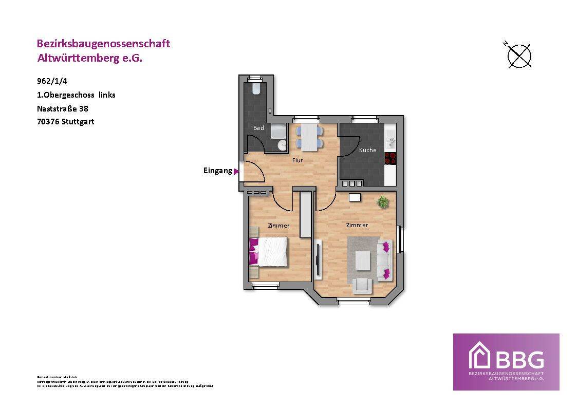 Schöne 2-Zimmer Wohnung – 70376 Stuttgart – Vorschaubild 3