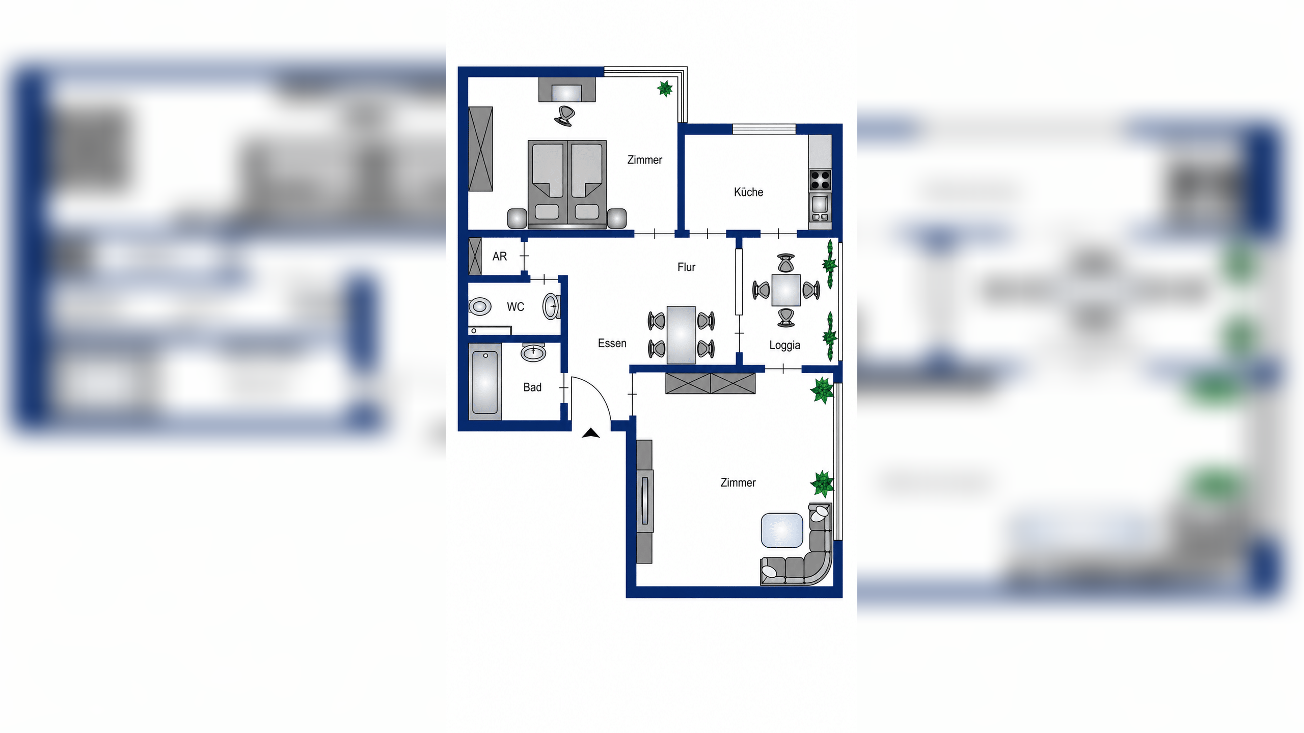 sofort frei – Helle 2-Zimmer-Wohnung mit Loggia und Einbauküche – 47249 Duisburg – Vorschaubild 3