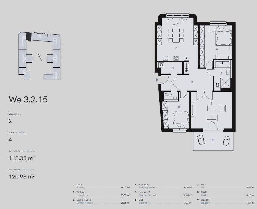Hochwertige 3 Zimmer-Wohnung – 10781 Berlin – Vorschaubild 3
