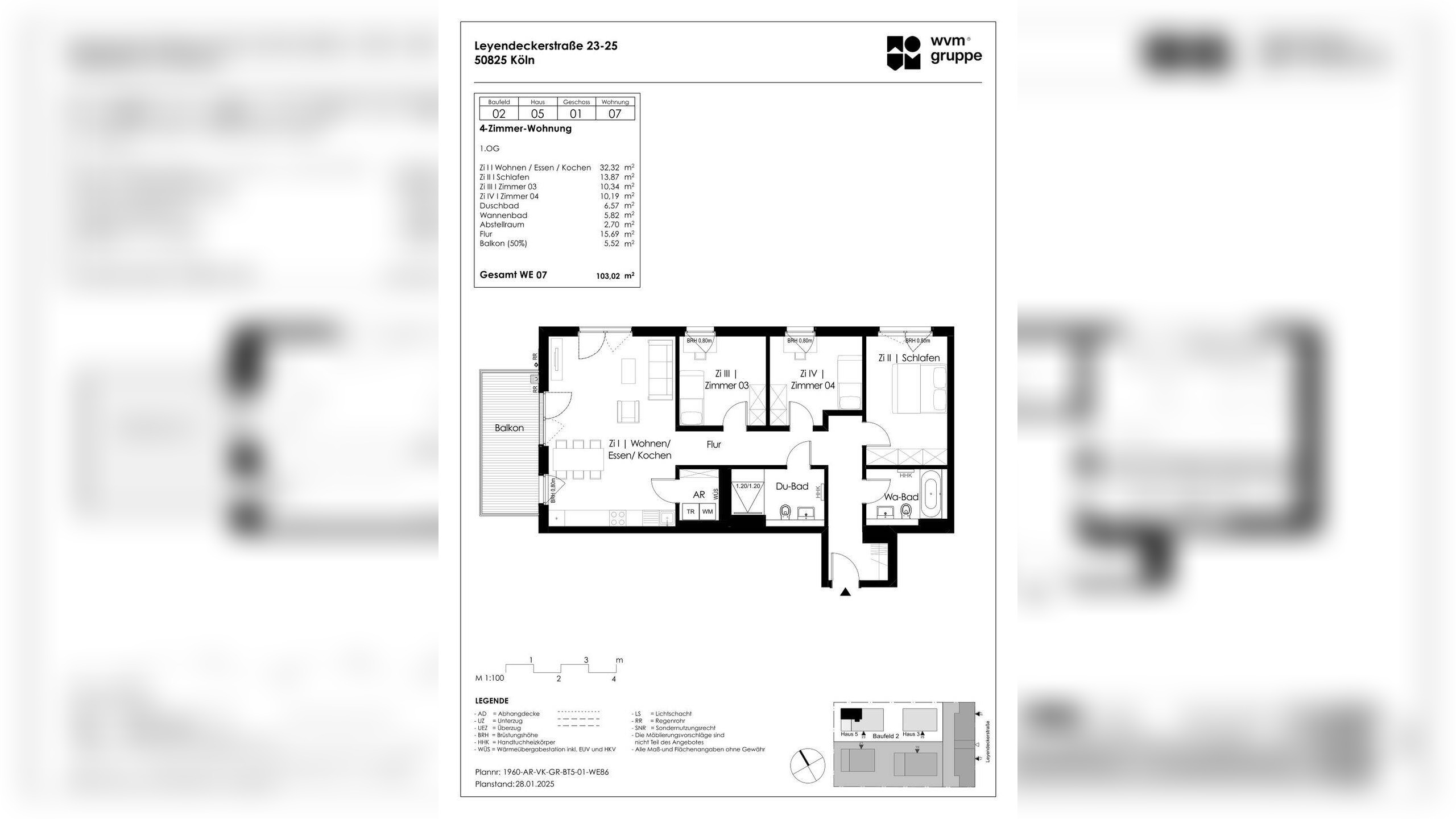 Großzügige und gemütliche 4-Zimmer-Wohnung mit 2 Badezimmern & Sonnenbalkon – 50825 Köln – Vorschaubild 4