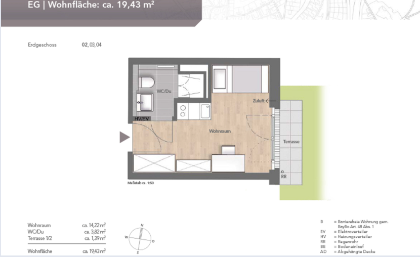 Zentral & ruhig: Studentenapartment mit guter Anbindung: 1-Zimmer-Apartment – WE 03 – 81549 München – Vorschaubild 3
