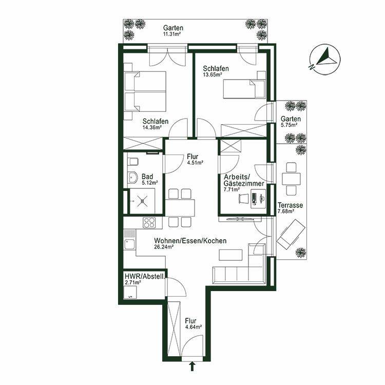 Helle 4-Zimmer Wohnung mit Terrasse – 22047 Hamburg – Vorschaubild 10