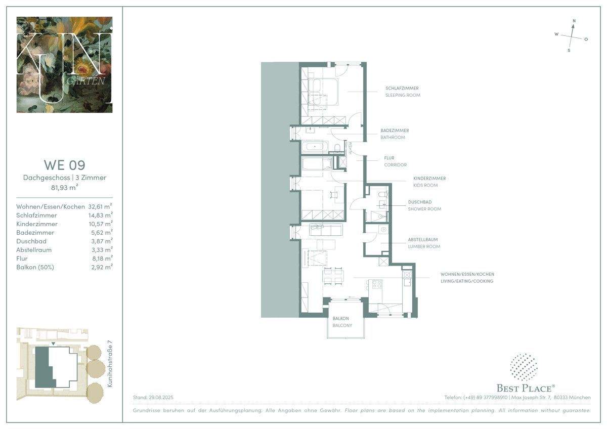 BEZUGSFERTIG – Neubau-Wohnung auf der obersten Etage mit Süd-Balkon und 2 Bädern – Provisionsfrei – 81929 München – Vorschaubild 6