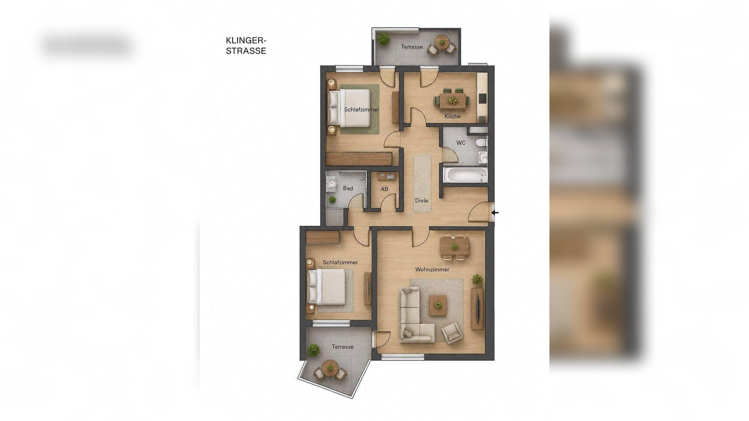 Ausgezeichnet geschnittene 3 Zimmer Wohnung mit 2 Balkonen – 81369 München – Vorschaubild 3