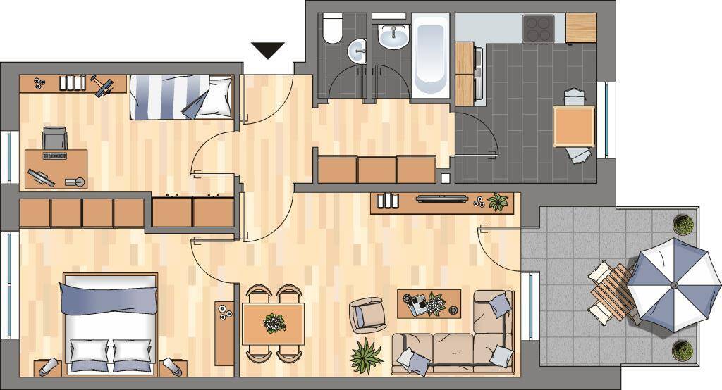 Charmante 3-Zimmer-Wohnung in Wolfsburg  Helle Etagenwohnung mit Badewanne – 38448 Wolfsburg – Vorschaubild 3