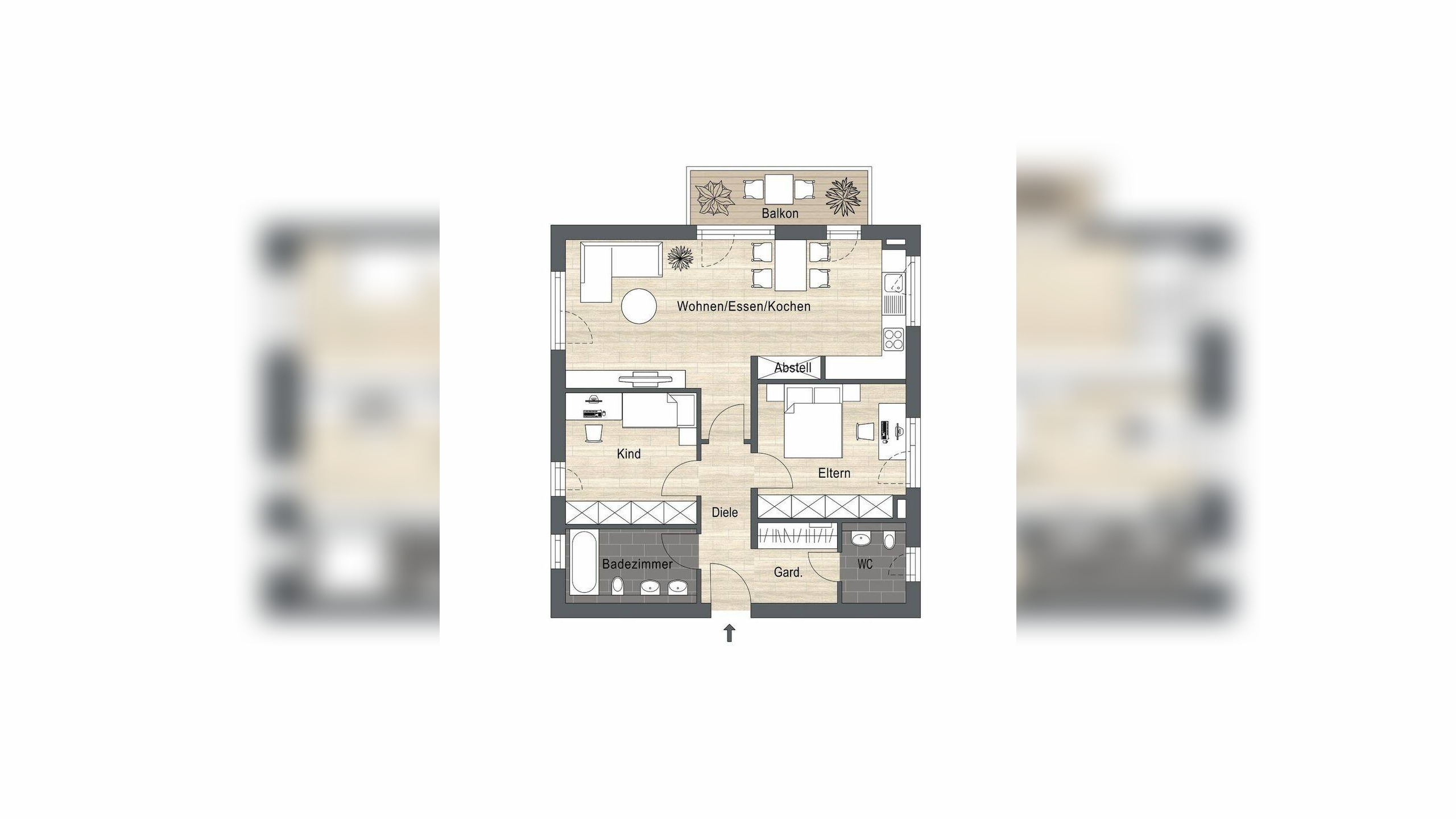 Mainz: Dreizimmerwohnung mit EBK, Balkon und Stellplatz in Finthen – 55126 Mainz – Vorschaubild 3