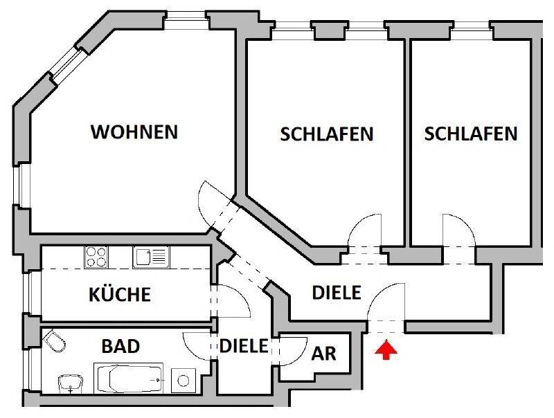 Frischer Look, top Lage: renovierte 3-Zimmerwohnung in Dresden-Löbtau – 1159 Dresden – Vorschaubild 3