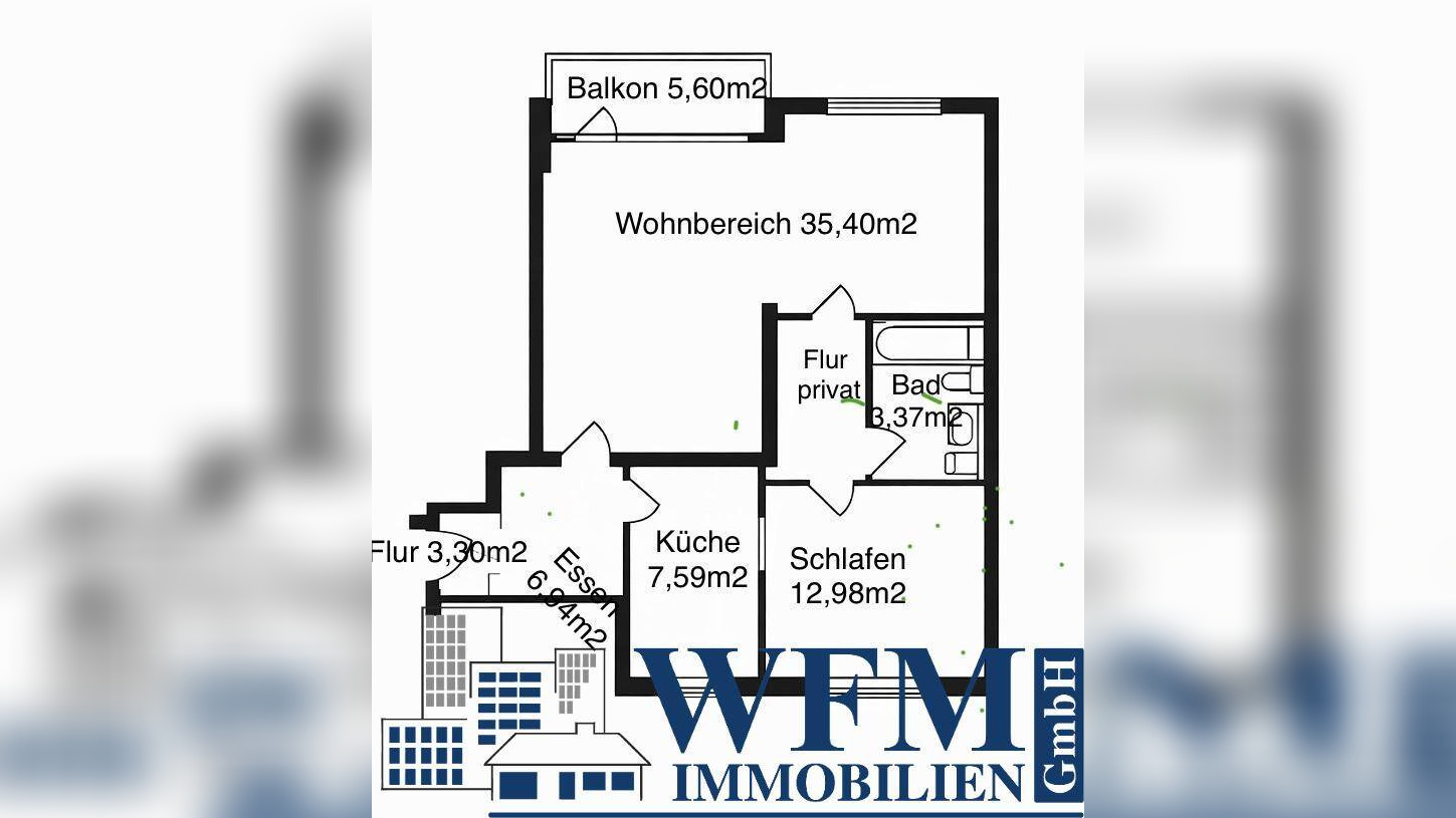 Praktisch, schön und ruhig gelegen… Wohnbereich über 35m2, Vollbad, Balkon, Keller – 22549 Hamburg – Vorschaubild 3