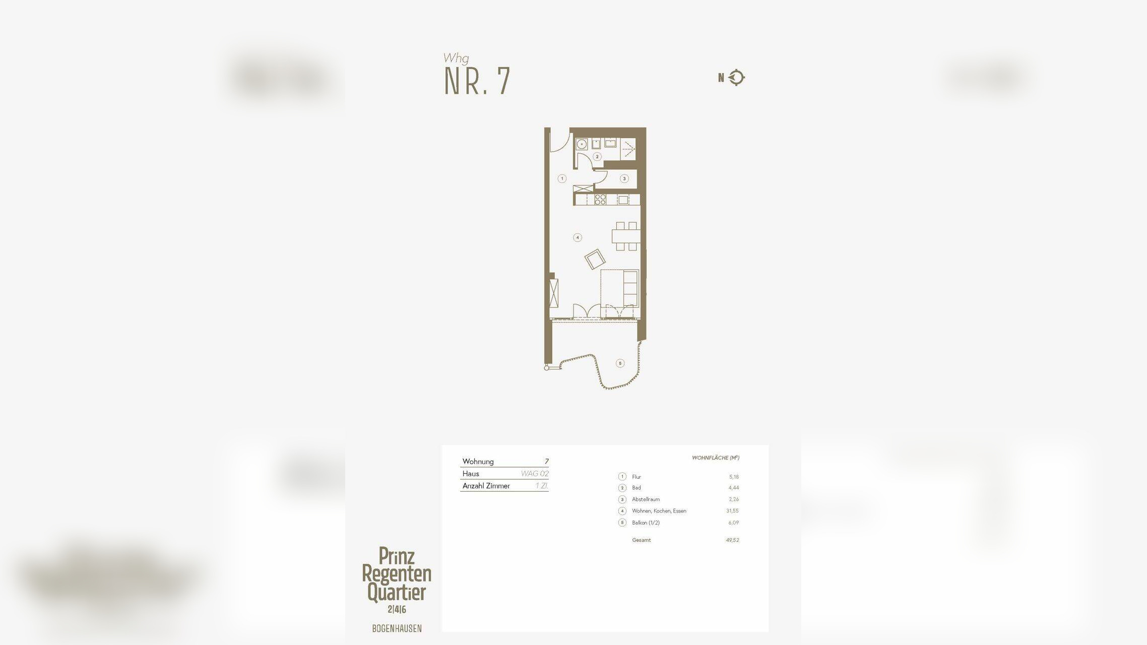 WE Nr. 7: Hübsches 1-Zimmer-Appartement im 1. OG mit großem Balkon – Prinzregenten Quartier 2|4|6 – 81677 München – Vorschaubild 5