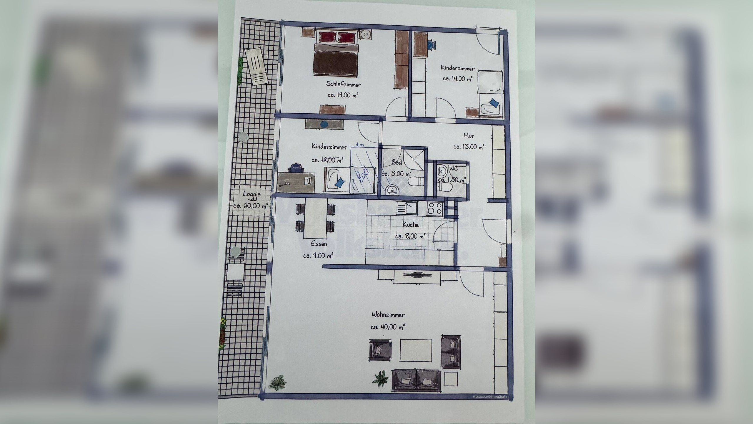 123 m² Familienwohnung in Wiesbaden-Auringen | 4 Zimmer | EBK | Balkon | Stellplatz – 65207 Wiesbaden – Vorschaubild 3