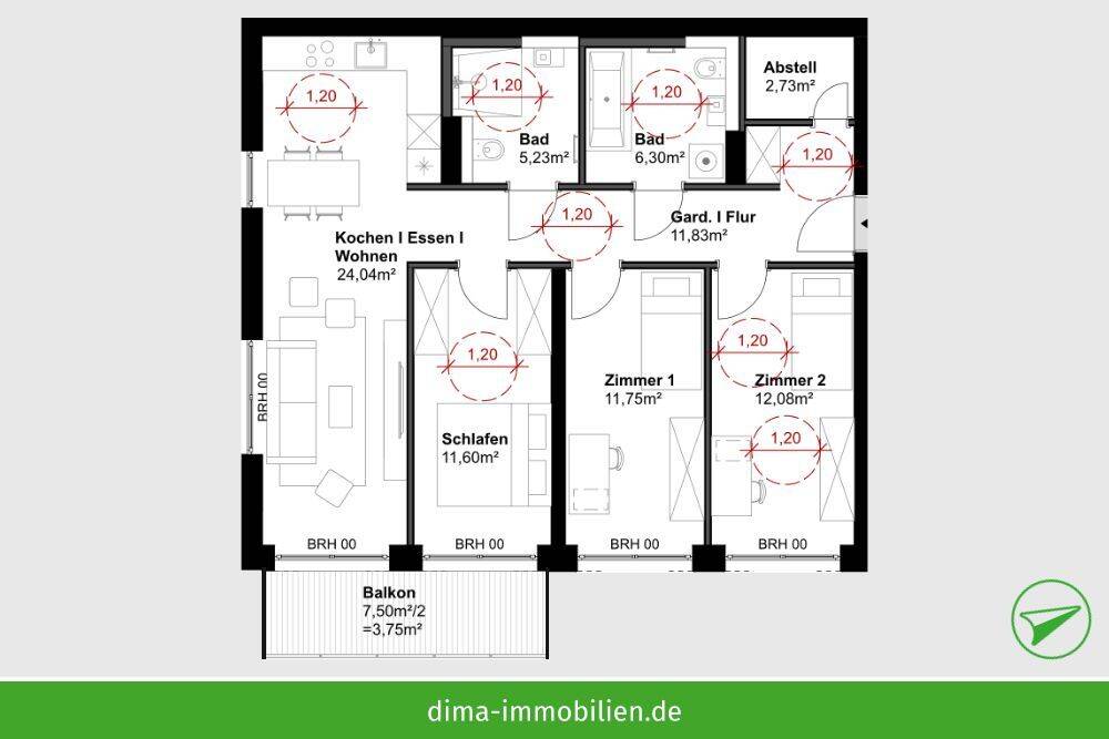 KfW-40-Neubau mit QNG im hippen Plagwitz! Top Familien-Whg. mit Balkon, 2 Bädern, AR, Aufzug u.v.m. – 4229 Leipzig – Vorschaubild 3