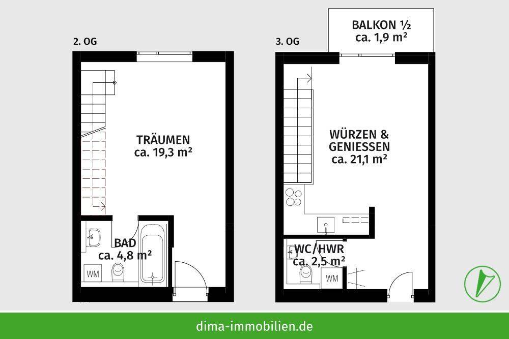 Herrliche Maisonette-Whg. am Park mit Süd-Balkon, Wannenbad, Gäste-WC, Aufzug u.v.m. – 4229 Leipzig – Vorschaubild 3