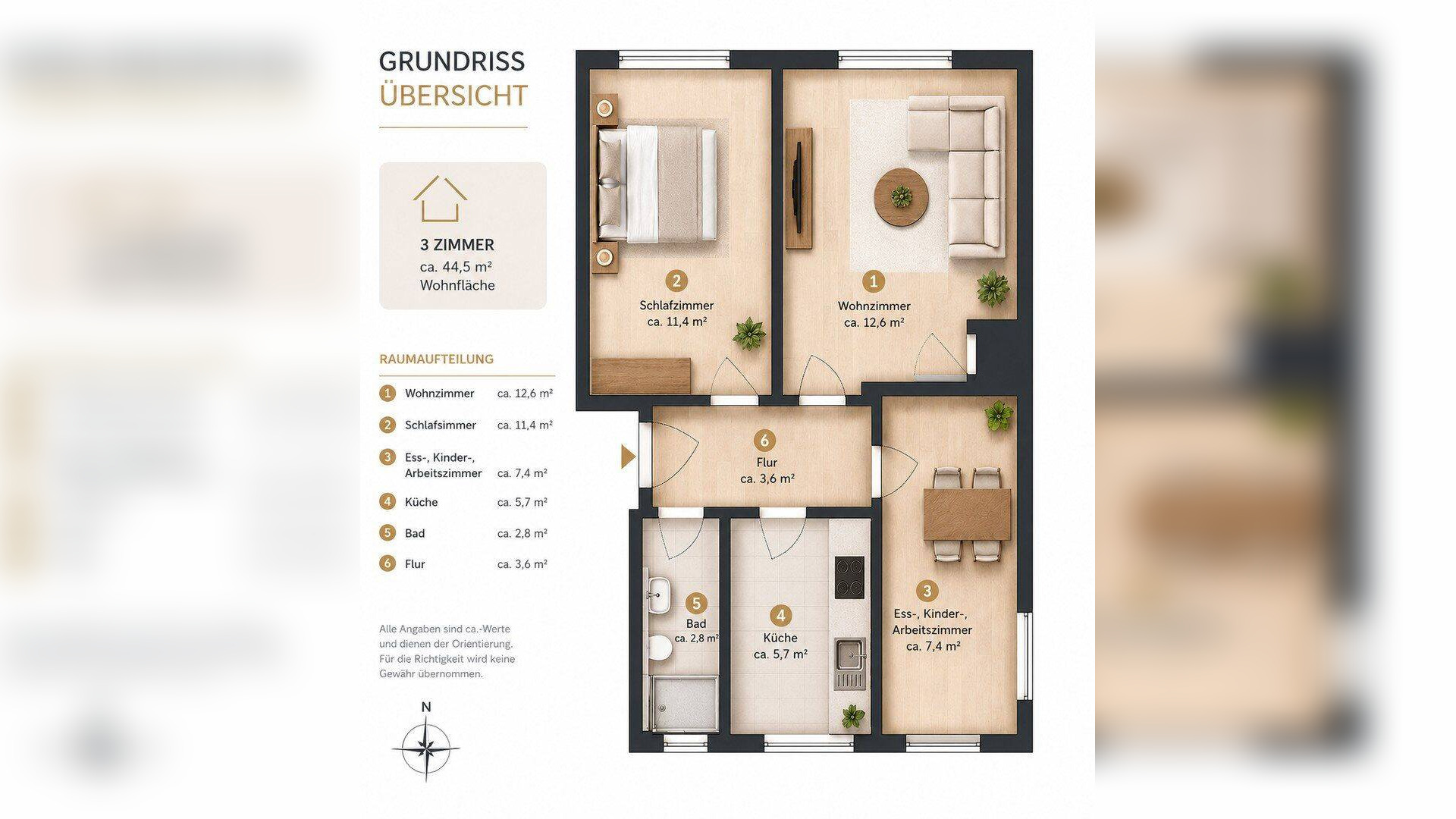 Renovierte 3-Zimmer-Eigentumswohnung | Bezugsfrei | Neuer Vinylboden – 22523 Hamburg – Vorschaubild 3