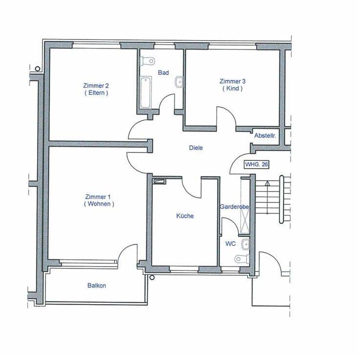 Großzügige 3 Zi.-Wohnung inkl. Balkon + EBK – 65474 Bischofsheim – Vorschaubild 3
