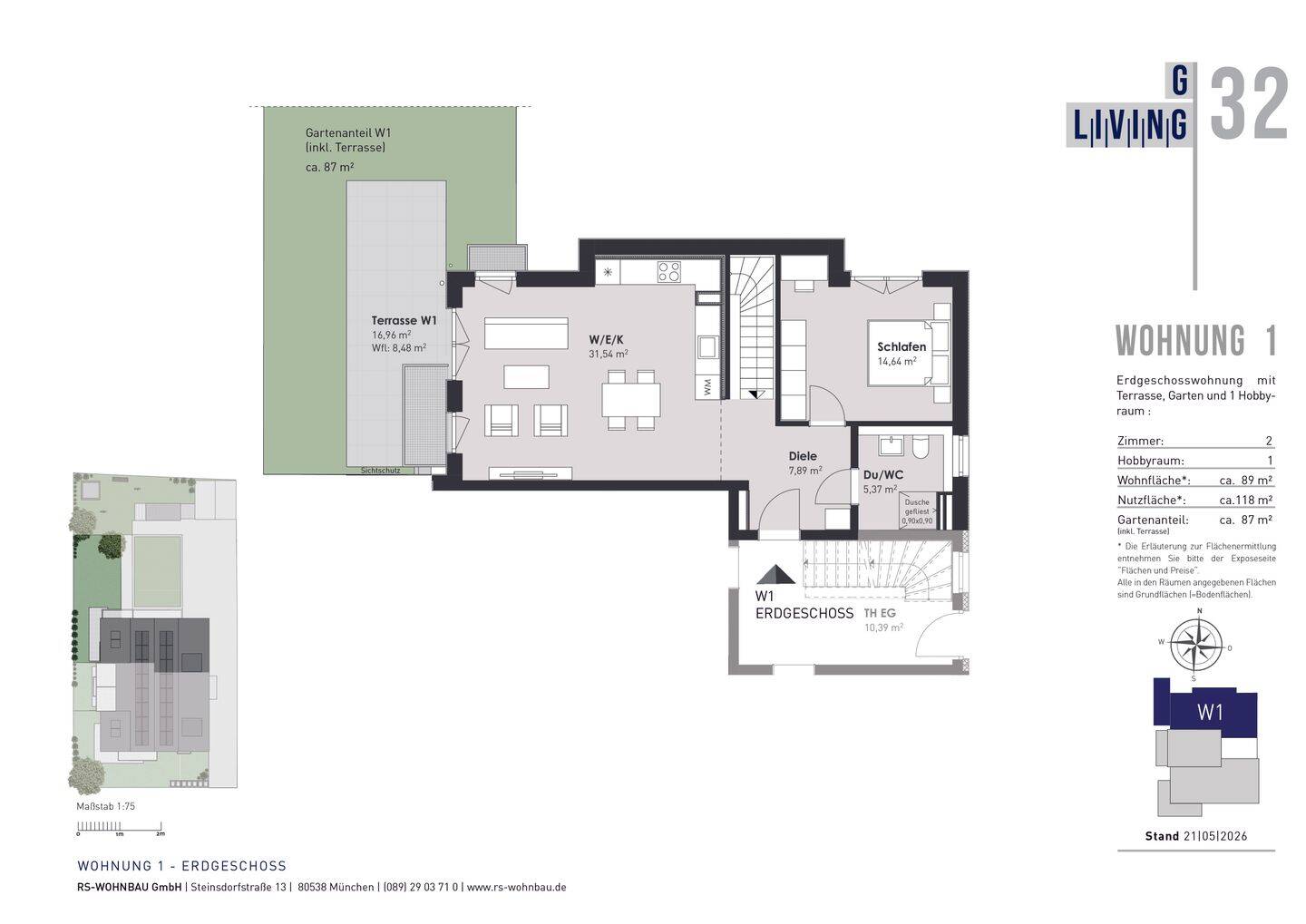 NEUBAU-2-Zimmerwohnung inkl. in Wohnraumqualität ausgebautem Souterrain (mit 2. Tageslicht-Bad) – 80935 München – Vorschaubild 4