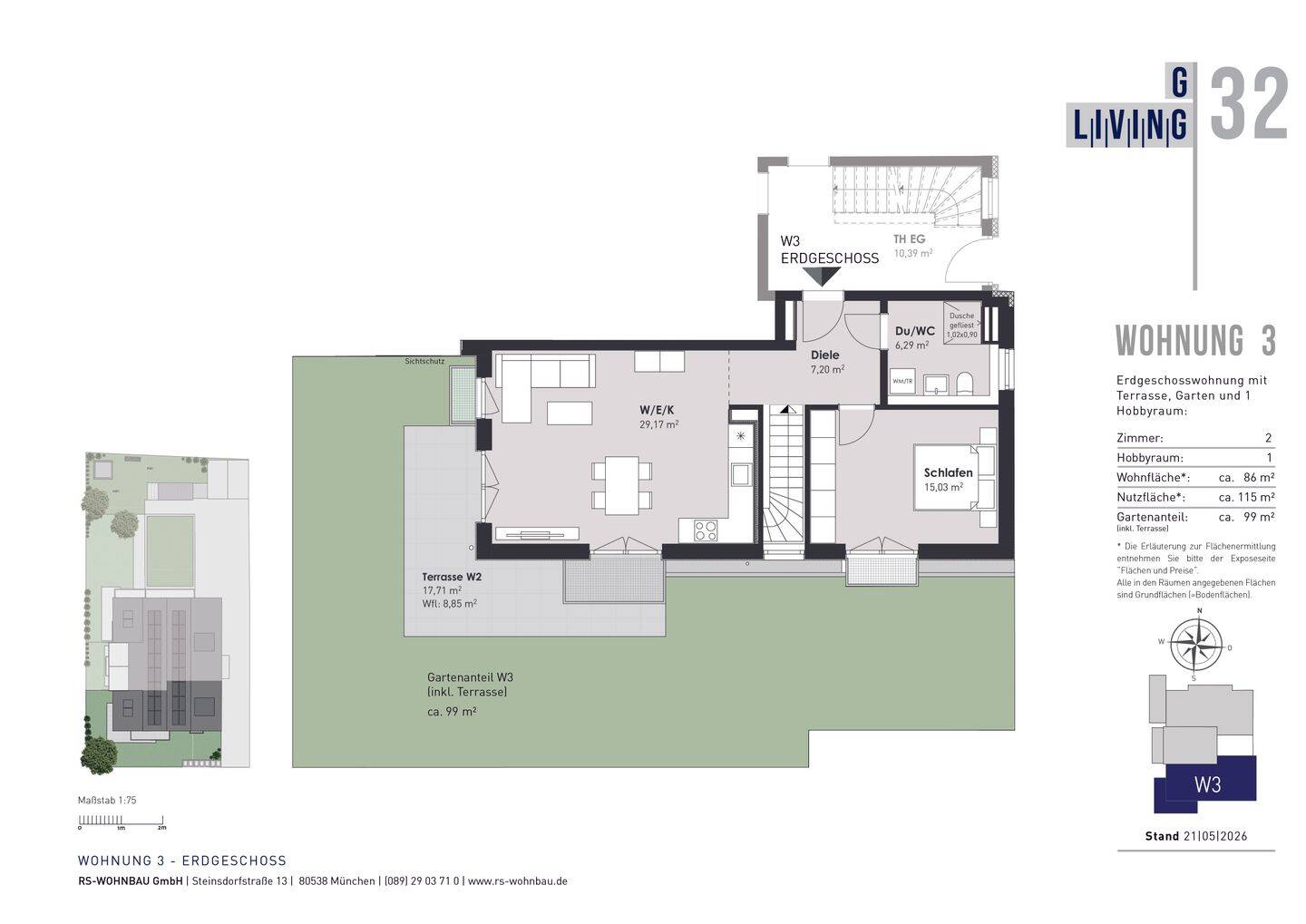 NEUBAU-2-Zimmerwohnung plus wohnlich ausgebautem Souterrain (mit zweitem Tageslicht-Bad) – 80935 München – Vorschaubild 5