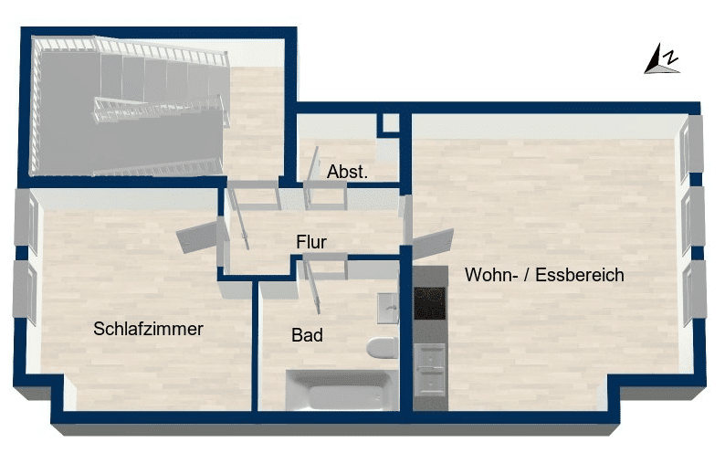 2-Zimmer-Wohnung in schöner Wohnanlage in Fürth – 90766 Fürth – Vorschaubild 3