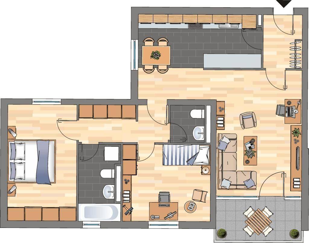 Gut geschnittene und moderne 3-Zimmer-Wohnung in Wuppertal – 42329 Wuppertal – Vorschaubild 3